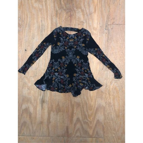 Free People Smooth Talker Tunic Dress Raven Black Floral, Sz Small, MP $128 - Picture 4 of 10